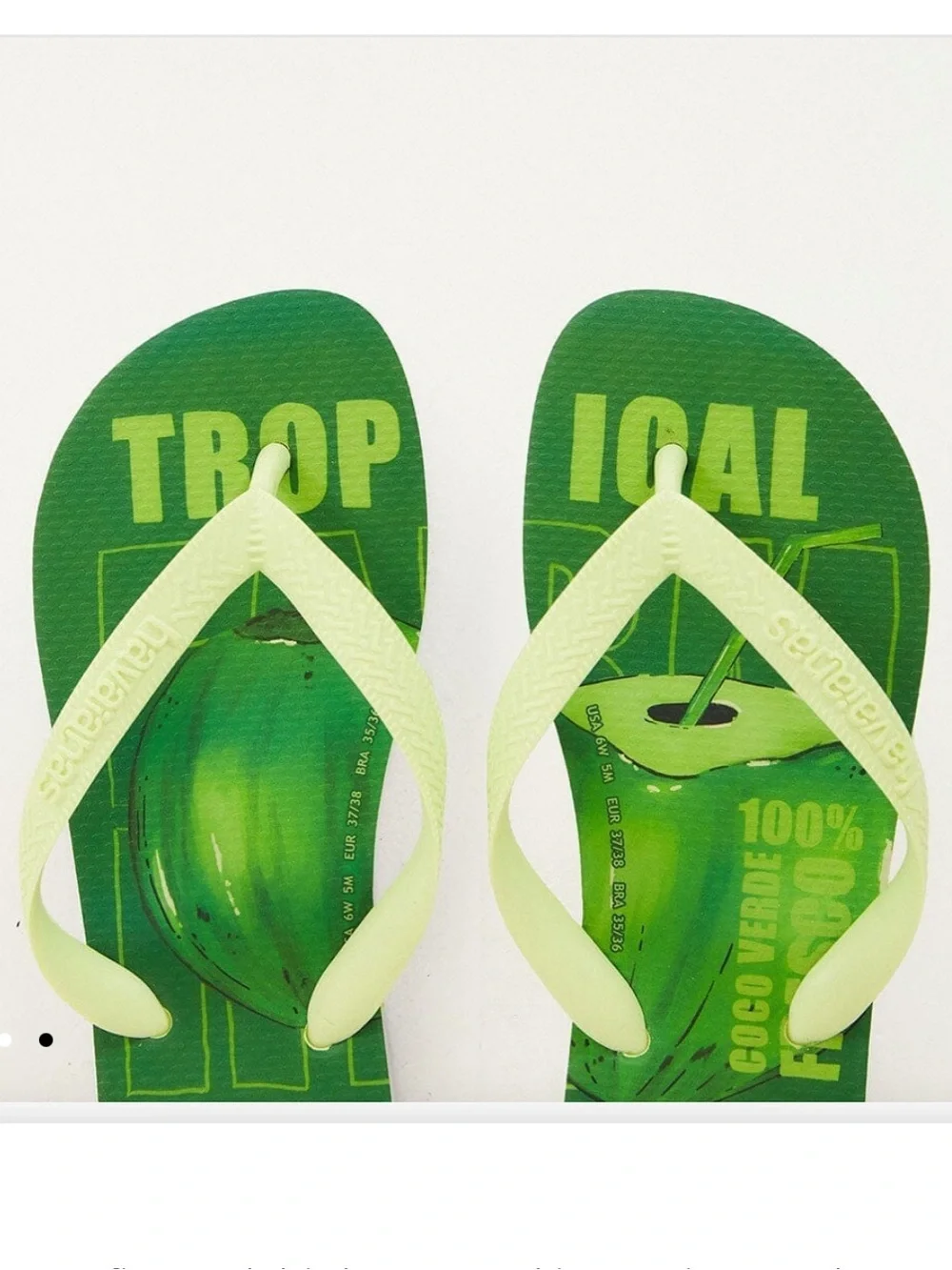 Havaianas FARM Rio Tropical Coconuts Green Flip Flops Women's Size 9/10 NWT